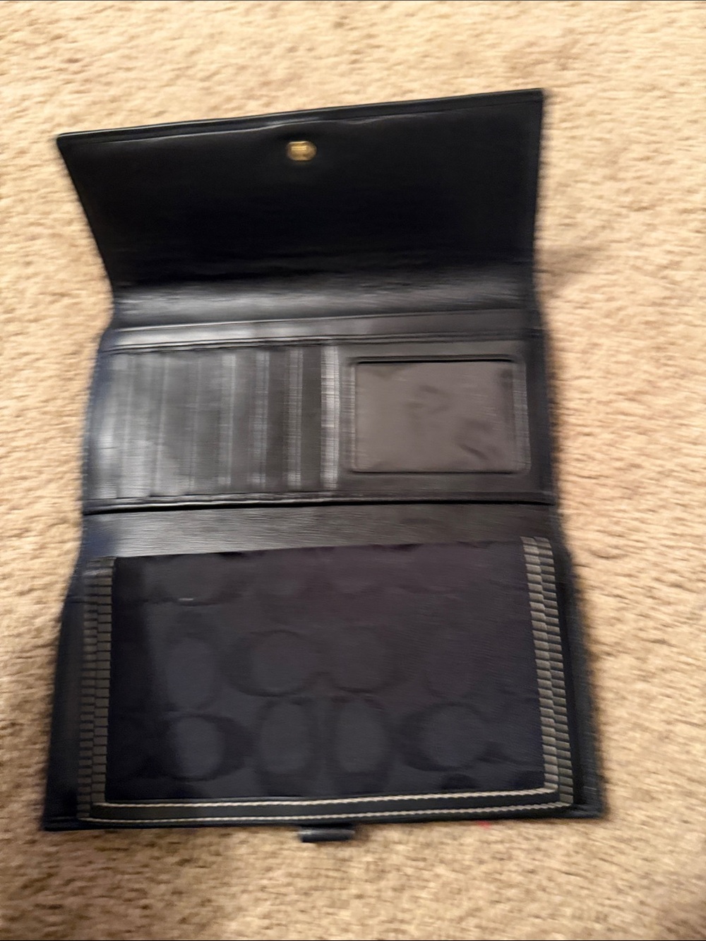 Coach Black Signature Canvas Continental Wallet with Leather Trim - Picture 2 of 5